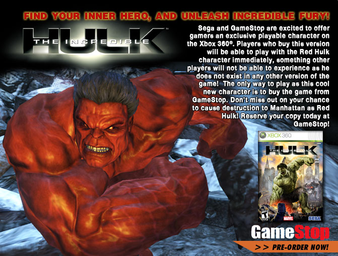 Red Hulk in ‘The Incredible Hulk’ Game a GameStop Exclusive