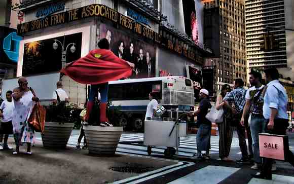 Superman and Batman arrested in Times Square