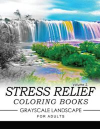 Cover image for Stress Relief Coloring Books GRAYSCALE Landscape for Adults Volume 2