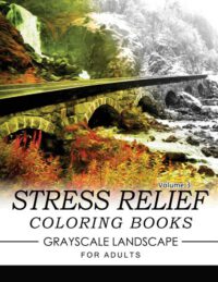Cover image for Stress Relief Coloring Books GRAYSCALE Landscape for Adults Volume 3