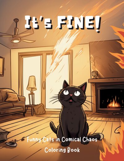 Cover image for It's Fine!: Funny Cats in Comical Chaos Coloring Book For Adults