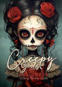 Cover image for Creepy Girls Halloween Coloring Book for Adults: Halloween Grayscale Coloring Book Gothic Horror Coloring Book for Adults Sugar Skulls Catrinas, Scare