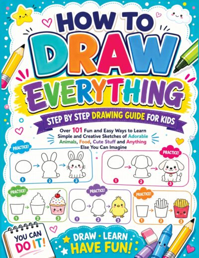 Cover image for How to Draw Everything: Step by Step Drawing Guide for Kids - Over 101 Fun and Easy Ways to Learn Simple and Creative Sketches of Adorable Ani