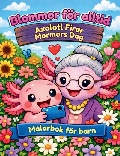 Blommor för alltid - Axolotl Firar Mormors Dag - Målarbok för barn: Målarbok med text - den berättar historien om en snäll axolotl som älskar blommor