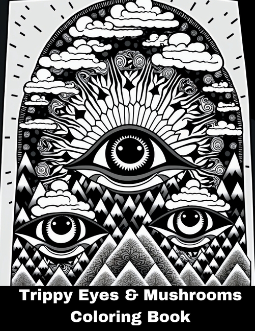 Cover image for eyes & mushrooms coloring book: psychedelic designs
