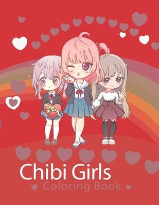 Cover image for chibi girls coloring book for teens: kawaii red girl