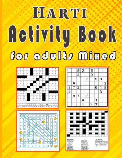 Cover image for Harti Activity book for adults Mixed: Puzzle book mixed ! Soduko, word search, CodeWord and word Fill In / 8,5"x11" 112 pages